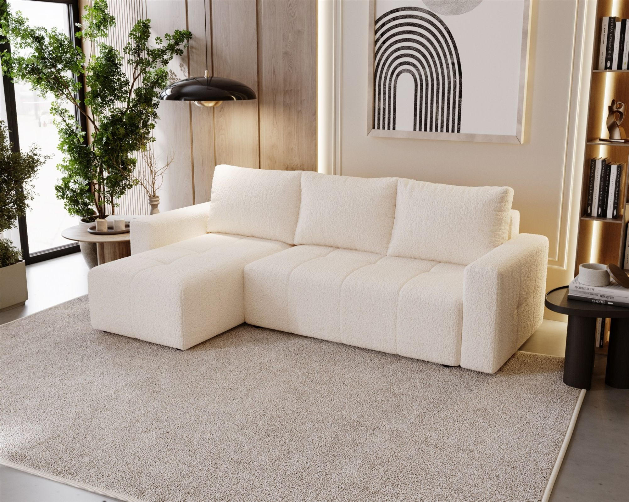 ECKSOFA Noha In Now Or Never - Creme, Holzwerkstoff/Textil (231/142cm) - Fun Möbel