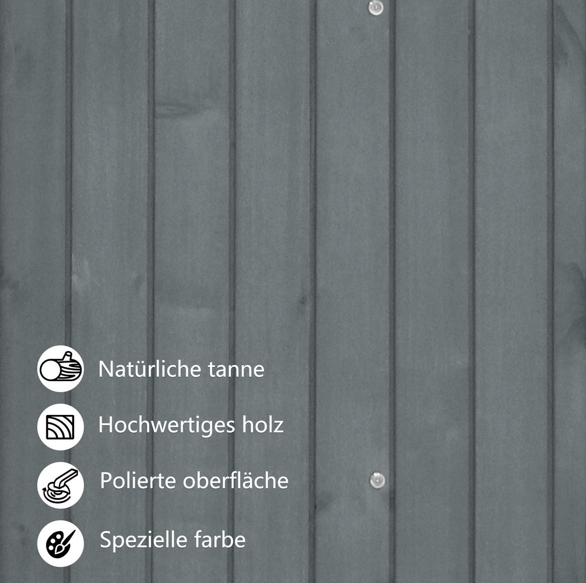 GARTENSCHRANK aus Massivholz 124x46x174 cm in Grau mit 2 Ablagen - Grau, Holz (46/174/124cm) - Modfu