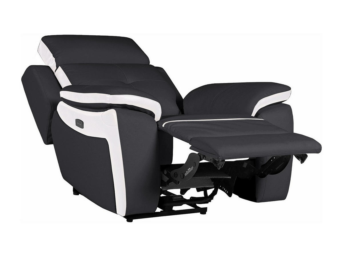 RELAXSESSEL - -Sitzer - Leder - Schwarz, Weiß - - Schwarz/Weiß, Leder (106/92/97cm) - Vente-Unique