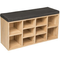 SCHUHSCHRANK Max,103,5 x 48 x 30 cm,dunkelgrau/eiche hell - Dunkelgrau/Eichefarben, Holz (30/48/103.5cm) - tectake