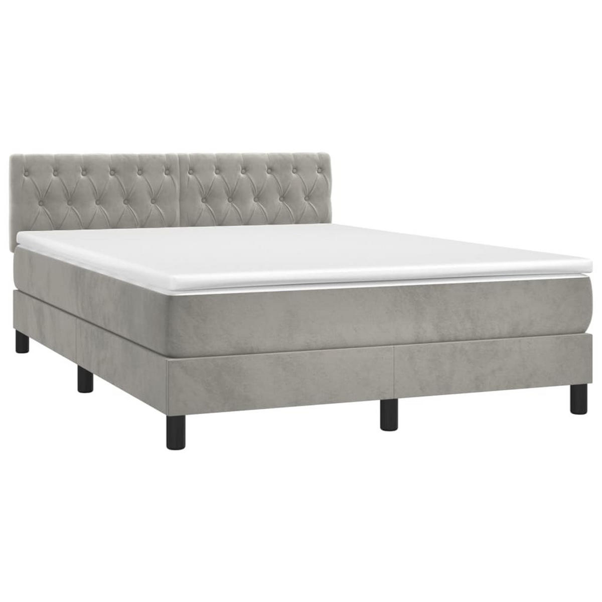 BOXSPRINGBETT MIT MATRATZE HELLGRAU 140X200 CM SAMT - Hellgrau, Holz/Textil (140/200cm) - vidaXL