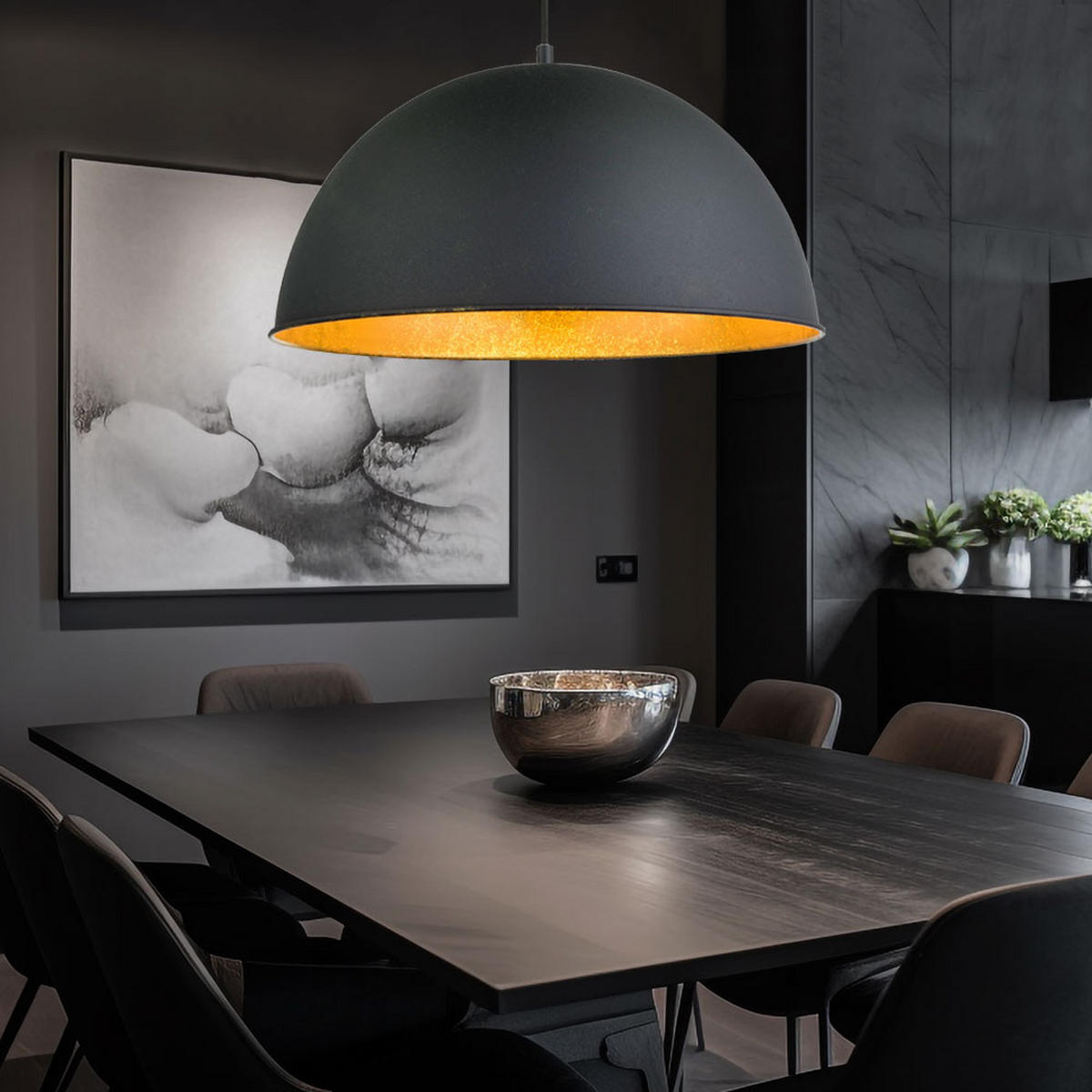 LED HÄNGELEUCHTE Metall Schwarz Goldfarben - Schwarz, Metall (41/41/120cm) - Globo Lighting