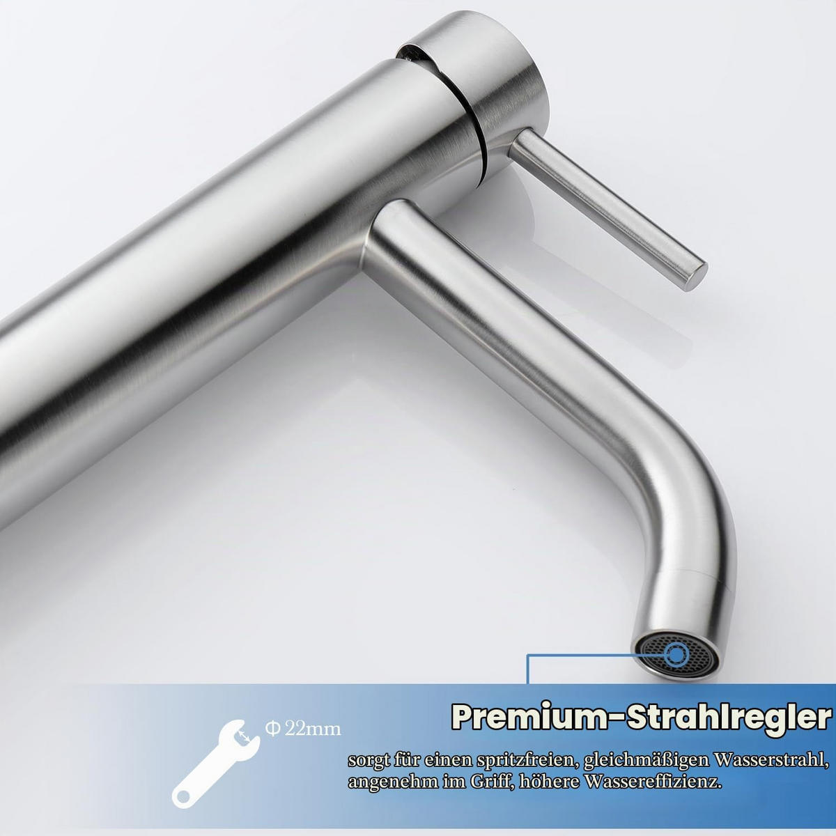BADARMATUR mit 60 cm Schlauch, 305 x 145 mm, silber - Silberfarben, Metall (38/5/18cm) - Vallsero