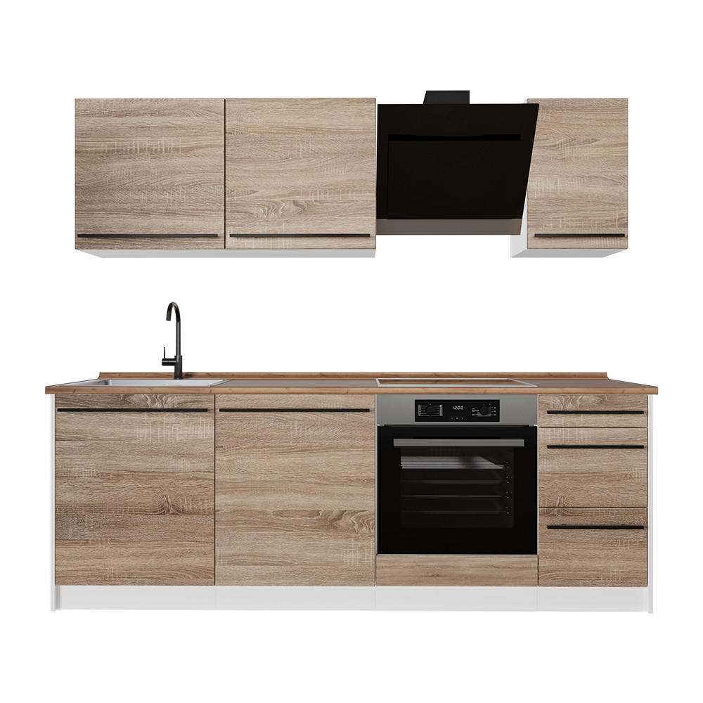 Vicco Küchenzeile Sonoma Eiche, Weiß 220x81.6x46 cm