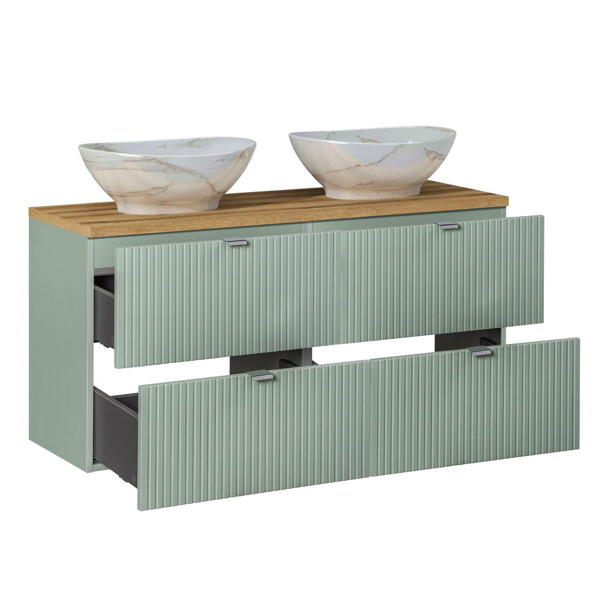 BADMÖBEL 120.4cm Jade 2er-Set Grün und Holz - Grün, Holzwerkstoff (120.4/59/40cm) - Petits-meubles
