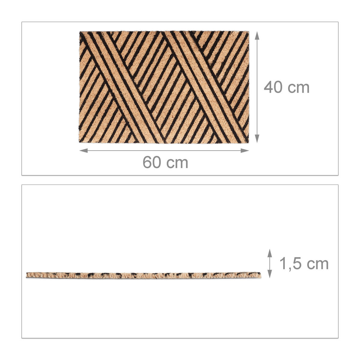FUSSMATTE - Beige, Kunststoff/Textil (60/40cm) - Relaxdays