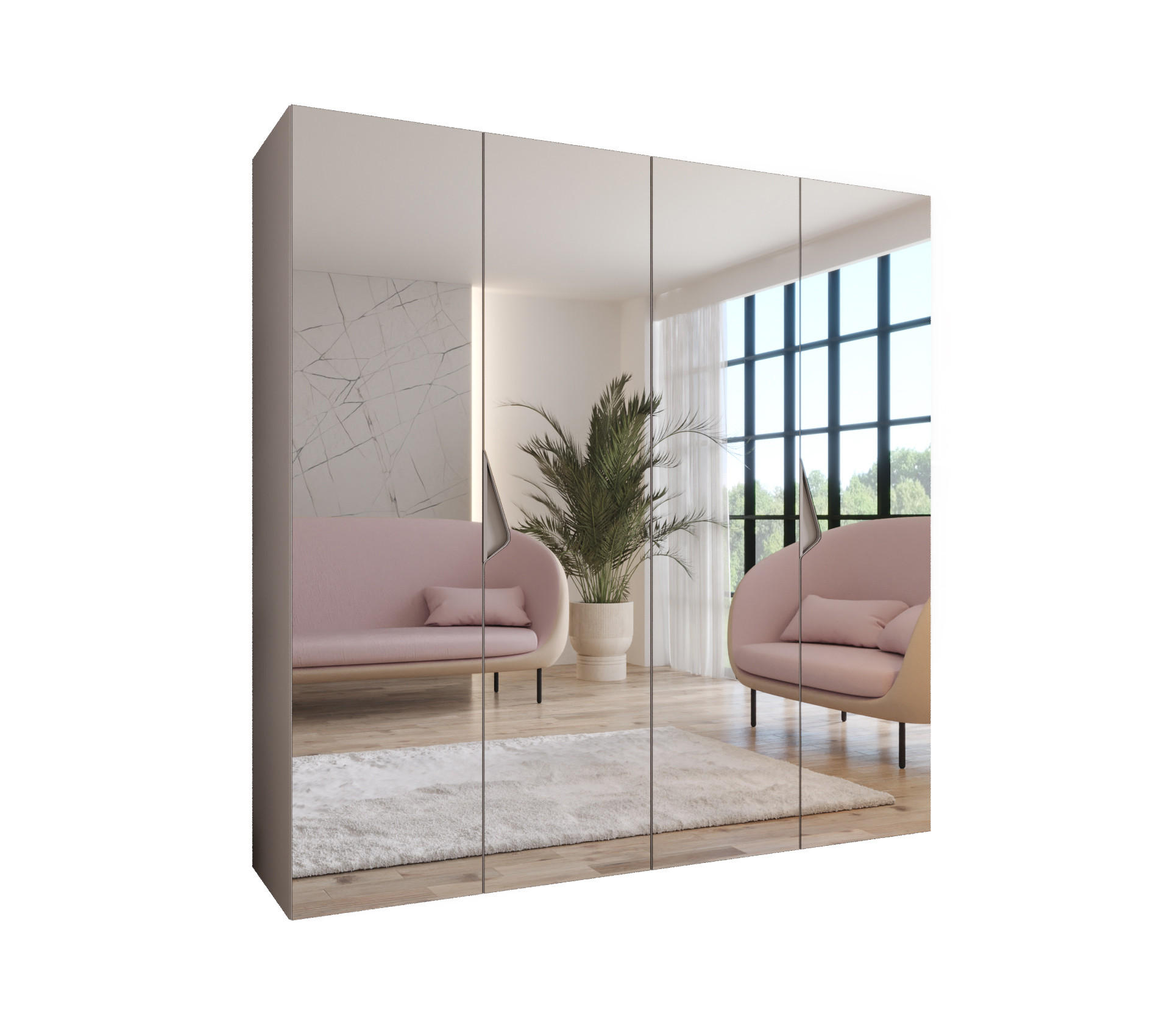 Abiks Möbel Drehtürenschrank Beige, Beige 200x202x52 cm