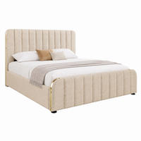 BETT mit 4 Schubladen und USB 140x200 cm Leinen Beige - Beige, Metall (140/200cm) - Meubliv