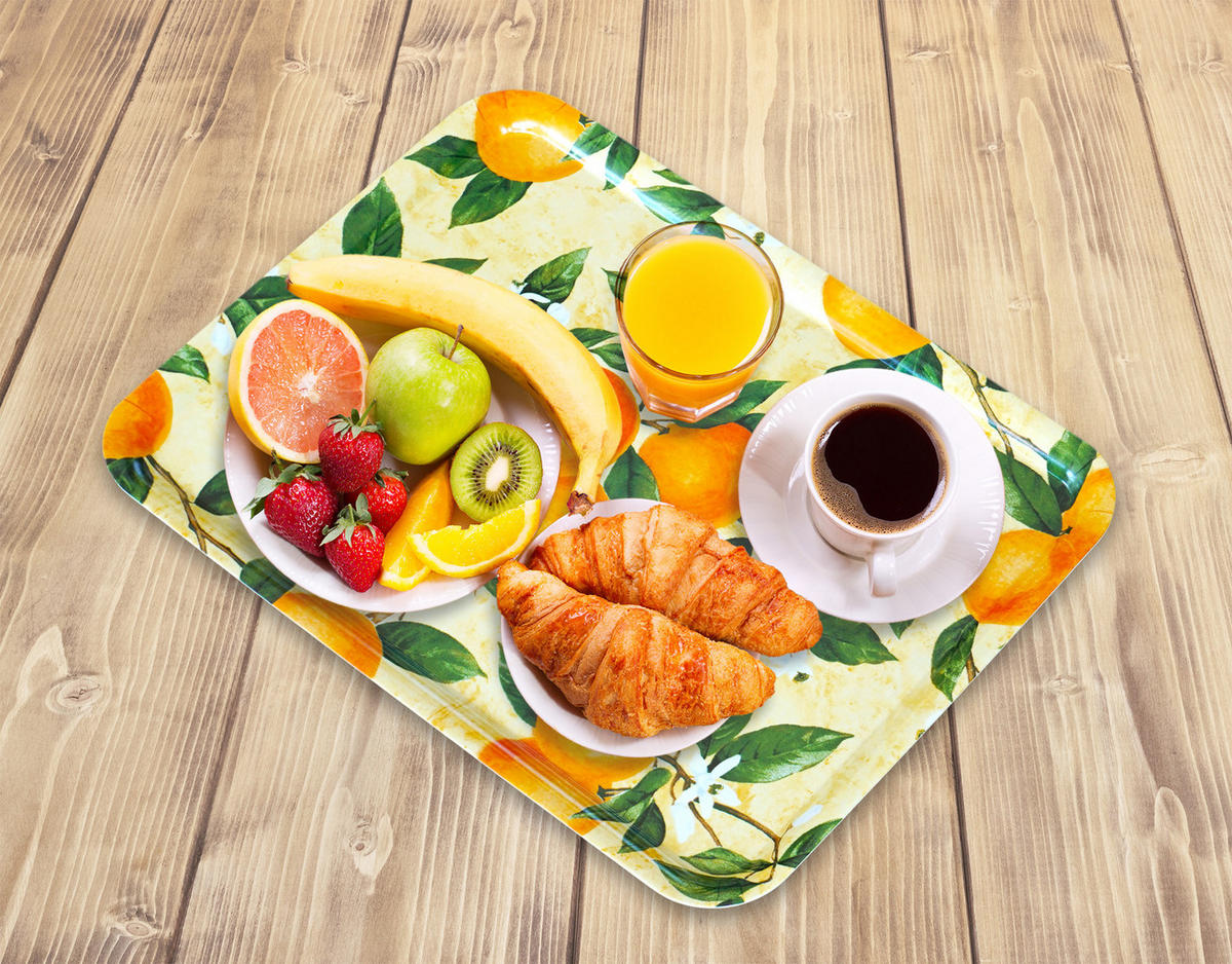 TABLETT Orangenhain, rechteckige Melamin Serviertablett 50x37 cm - Orange, Kunststoff (37/2/50cm) - Lashuma