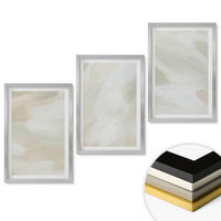 WANDBILDER 3er Set - 40x60 cm Silberner Rahmen - Leuchtende Farben, abstrakter Boho-Stil - Silberfarben, Kunststoff (40/60cm) - ArtPrintCave