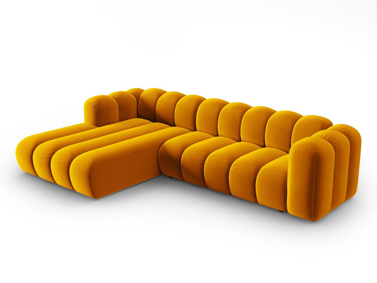 ECKSOFA modular links Lupine aus Samt gelb 4 Sitzplätze - Gelb, Textil (177/290cm) - Micadoni