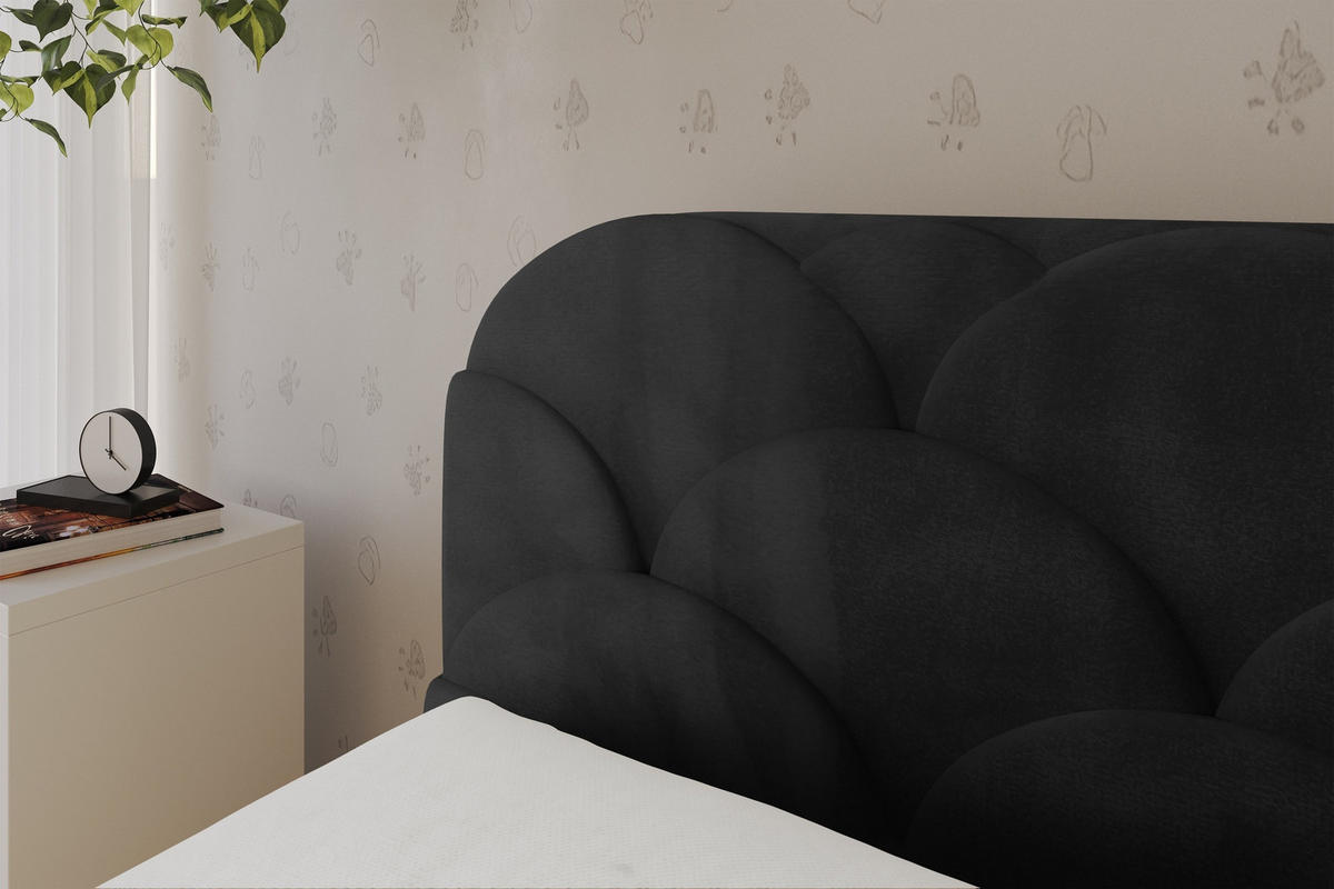 EINZELLBETT Jugendbett mit Bettkasten, Rechts - ELRY 100x200 Schwarz - Anthrazit, Holzwerkstoff/Textil (100/200cm) - ALTDECOR