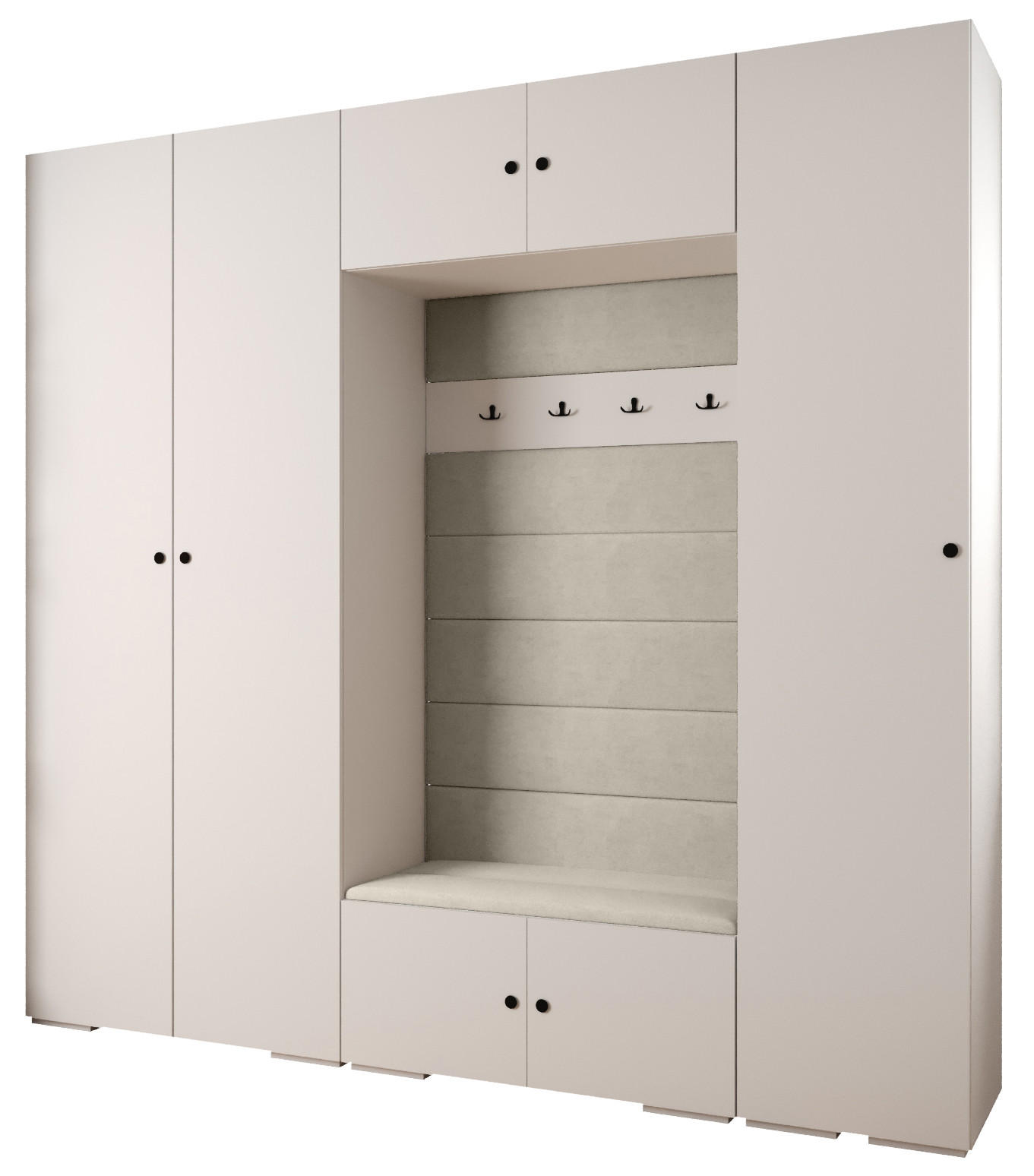 Abiks Möbel Garderoben-Set Weiß, Beige, Schwarz 250x236.7x47 cm