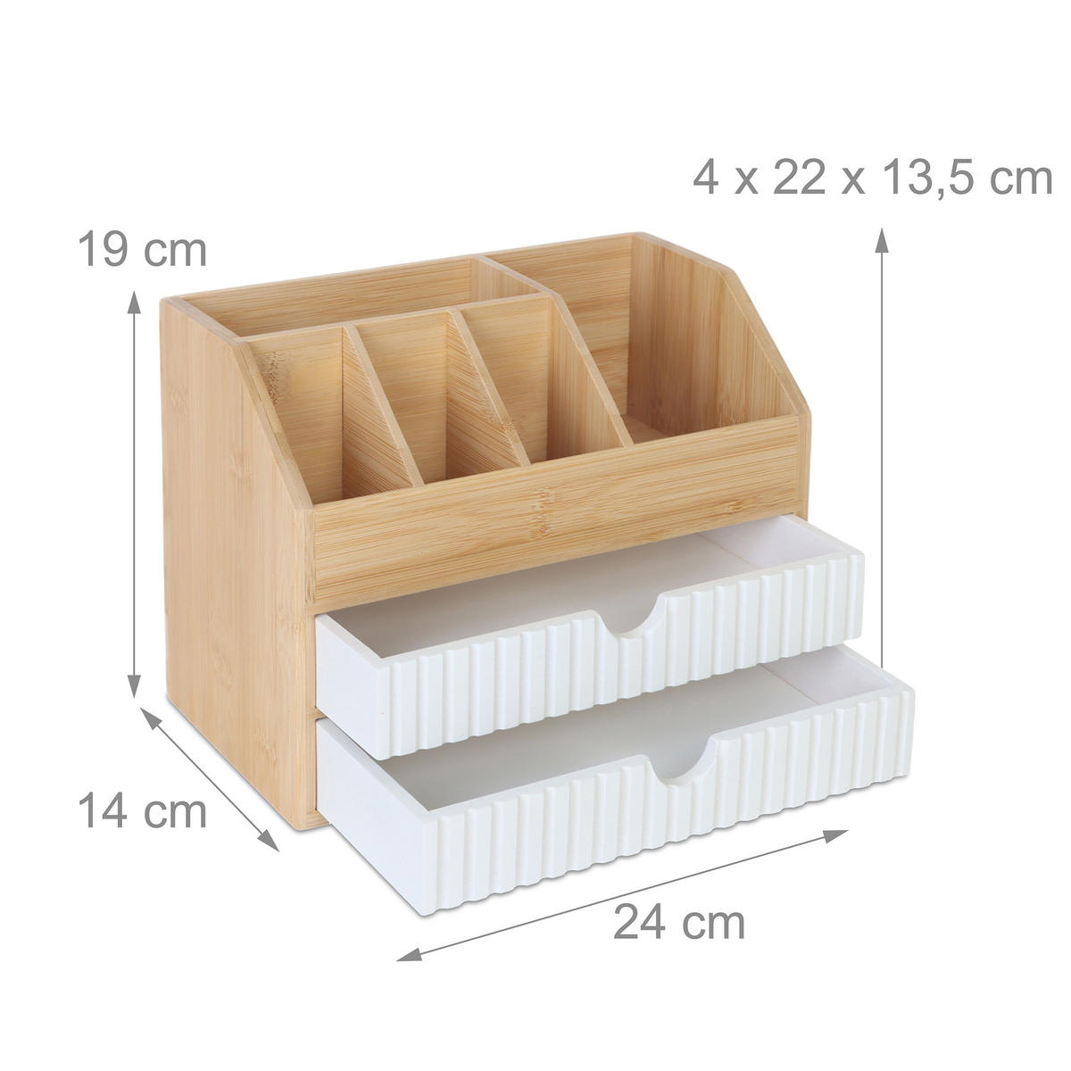 SCHREIBTISCHORGANIZER - Hellbraun, Holz/Holzwerkstoff (14/24/19cm) - Relaxdays
