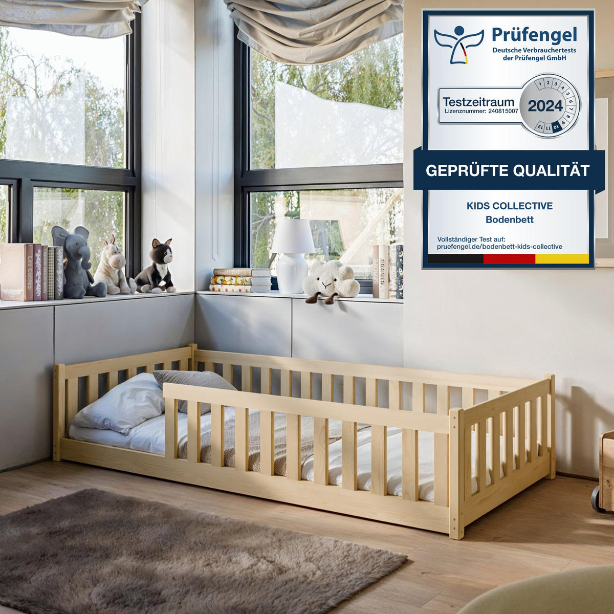 BODENBETT 90x200 cm in natur - Naturfarben, Holz (90/200cm) - Kids Collective