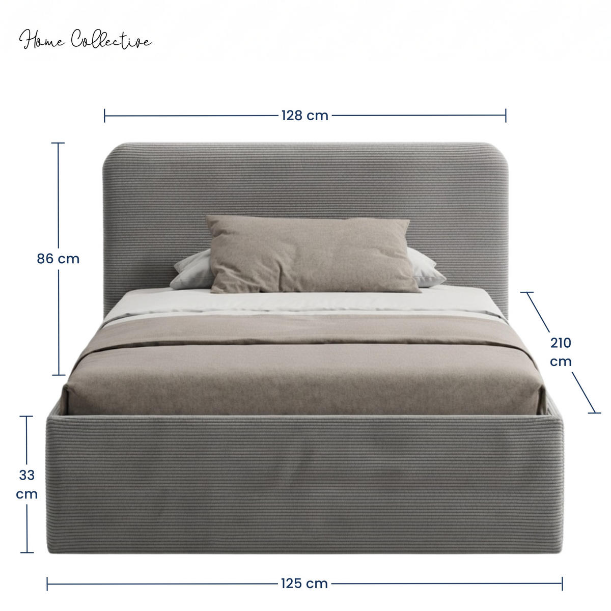 POSLTERBETT mit Kaltschaummatratze 120x200 cm in Grau - Grau, Holzwerkstoff/Textil (120/200cm) - Home Collective