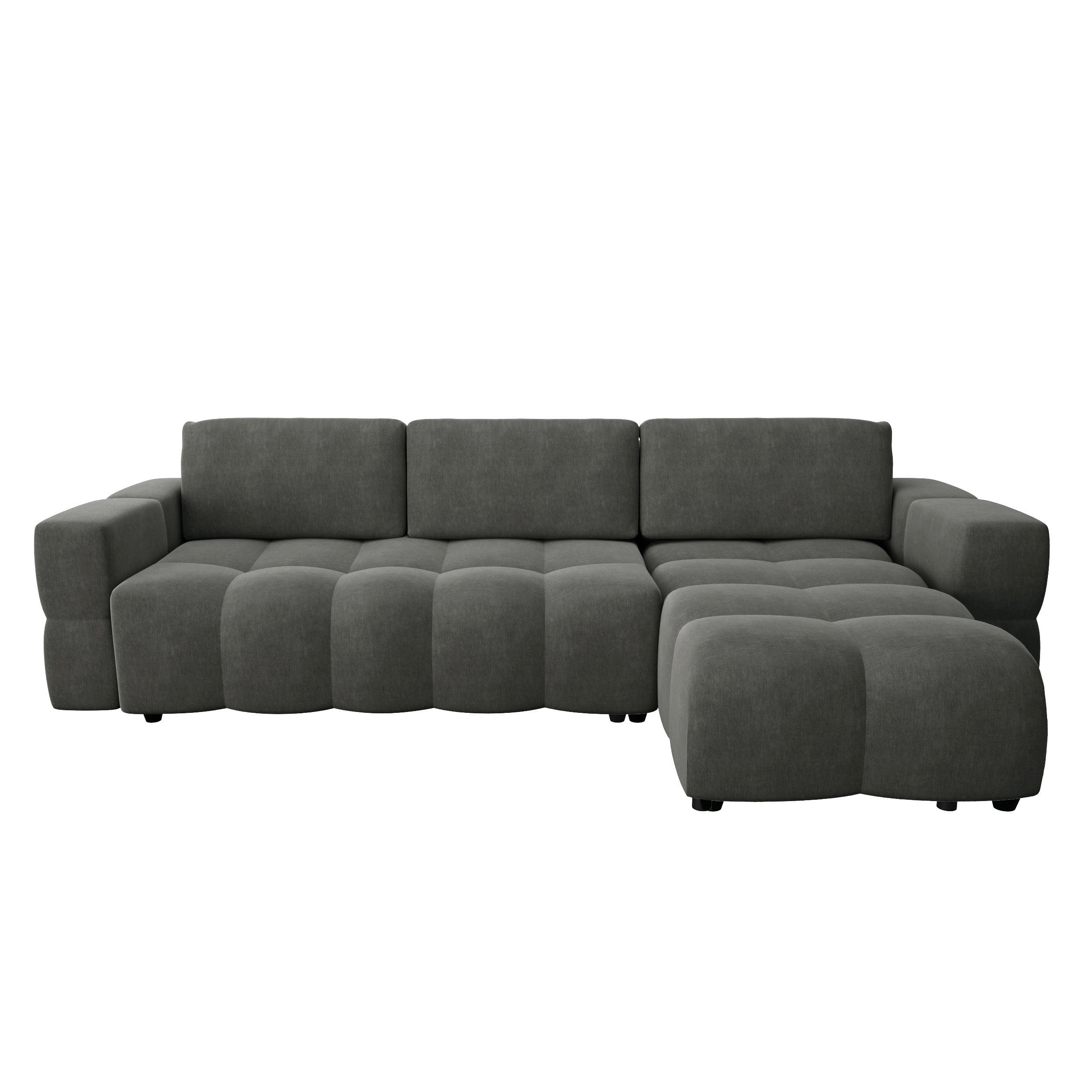 ECKSOFA RECHTS Samt Grau 286cm - Grau, Textil (286/169cm) - Sia Home