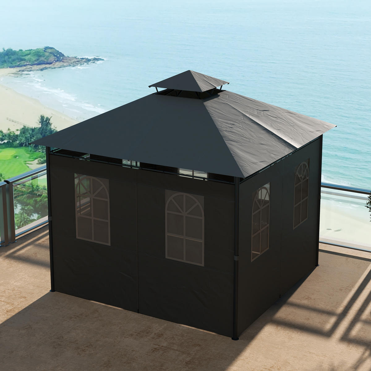 PAVILLON, Dunkelgrau, Metall, Polyester - Dunkelgrau, Metall (295/2.85/295cm) - Outsunny