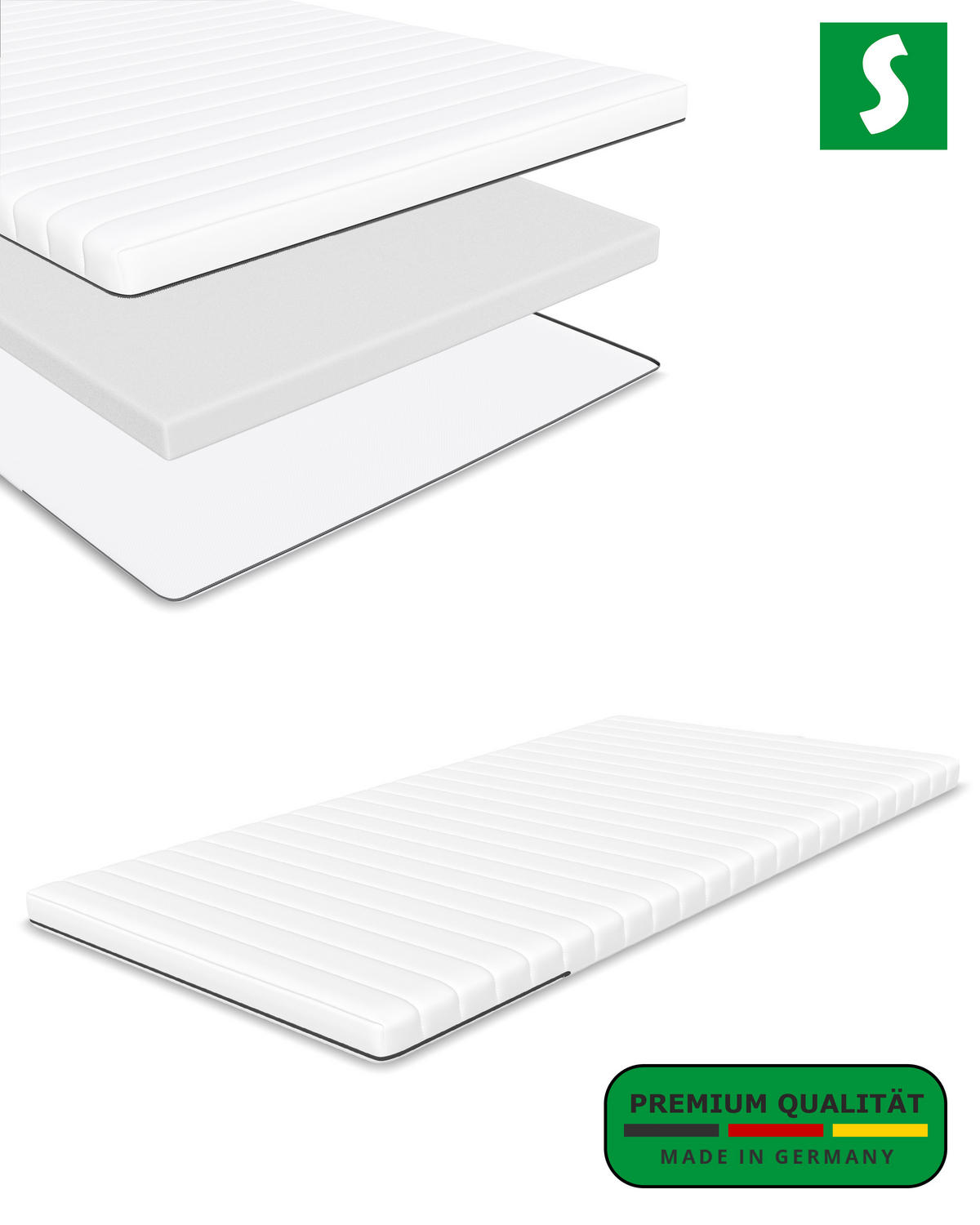 KALTSCHAUM-TOPPER – 120/200 cm, 11 cm Höhe - Weiß, Textil (120/200cm) - Schlaftroll