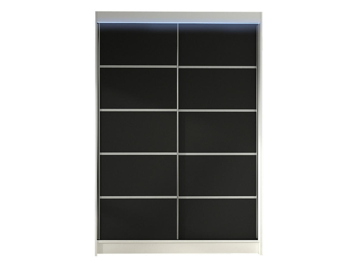 SCHWEBETÜRENSCHRANK Lino IV mit RGB LED Beleuchtung - Schwarz/Weiß, Holzwerkstoff/Metall (120/200/58cm) - MIRJAN24