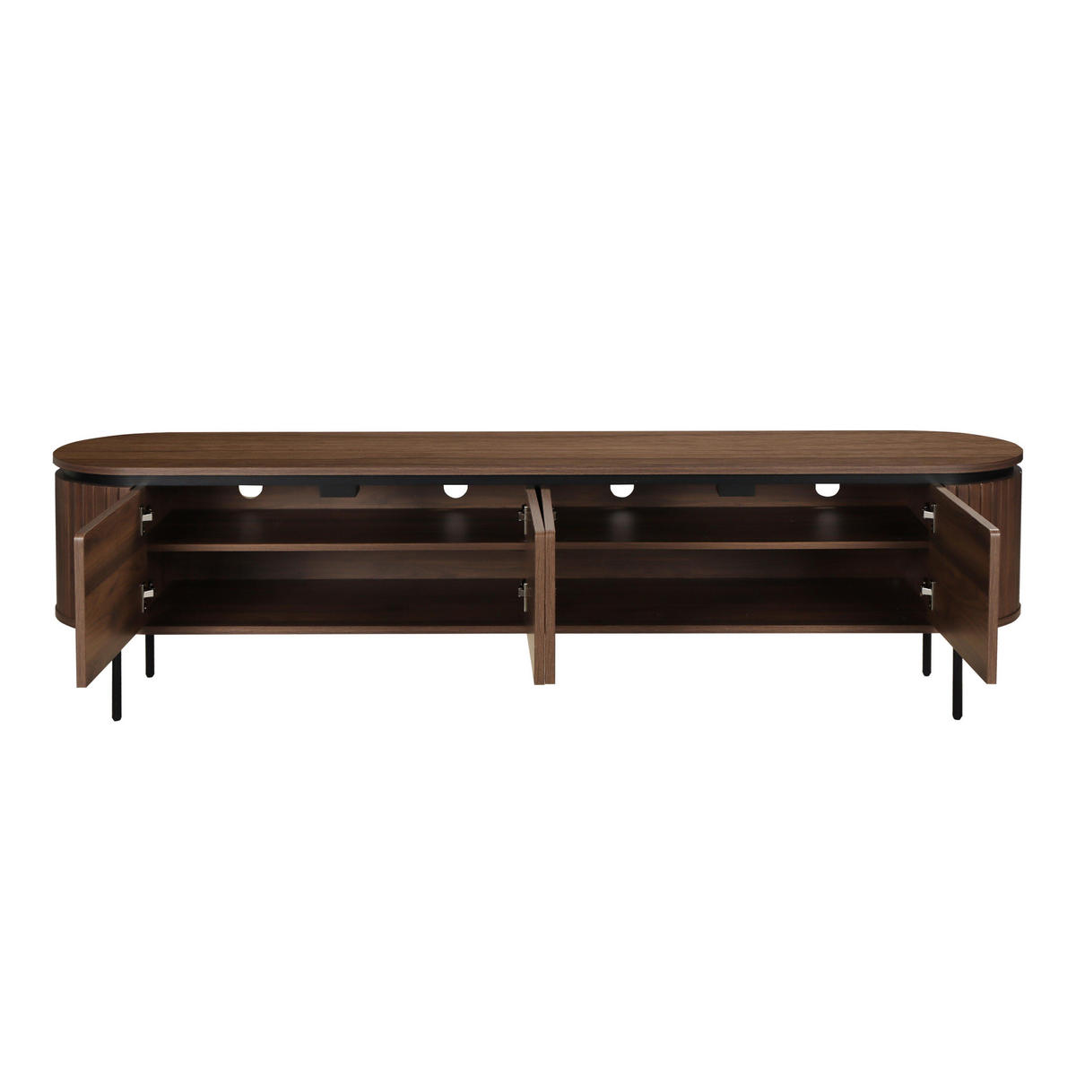 TV-SCHRANK, dunkles Holzeffekt - Braun, Holz (40/55/200cm) - Oviala