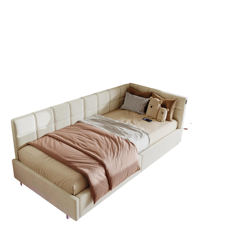 POLSTERBETT 90x200 cm Beige Samt LED USB Typ-C Bettkasten - Beige, Holz (90/200cm) - SHOPENTRA