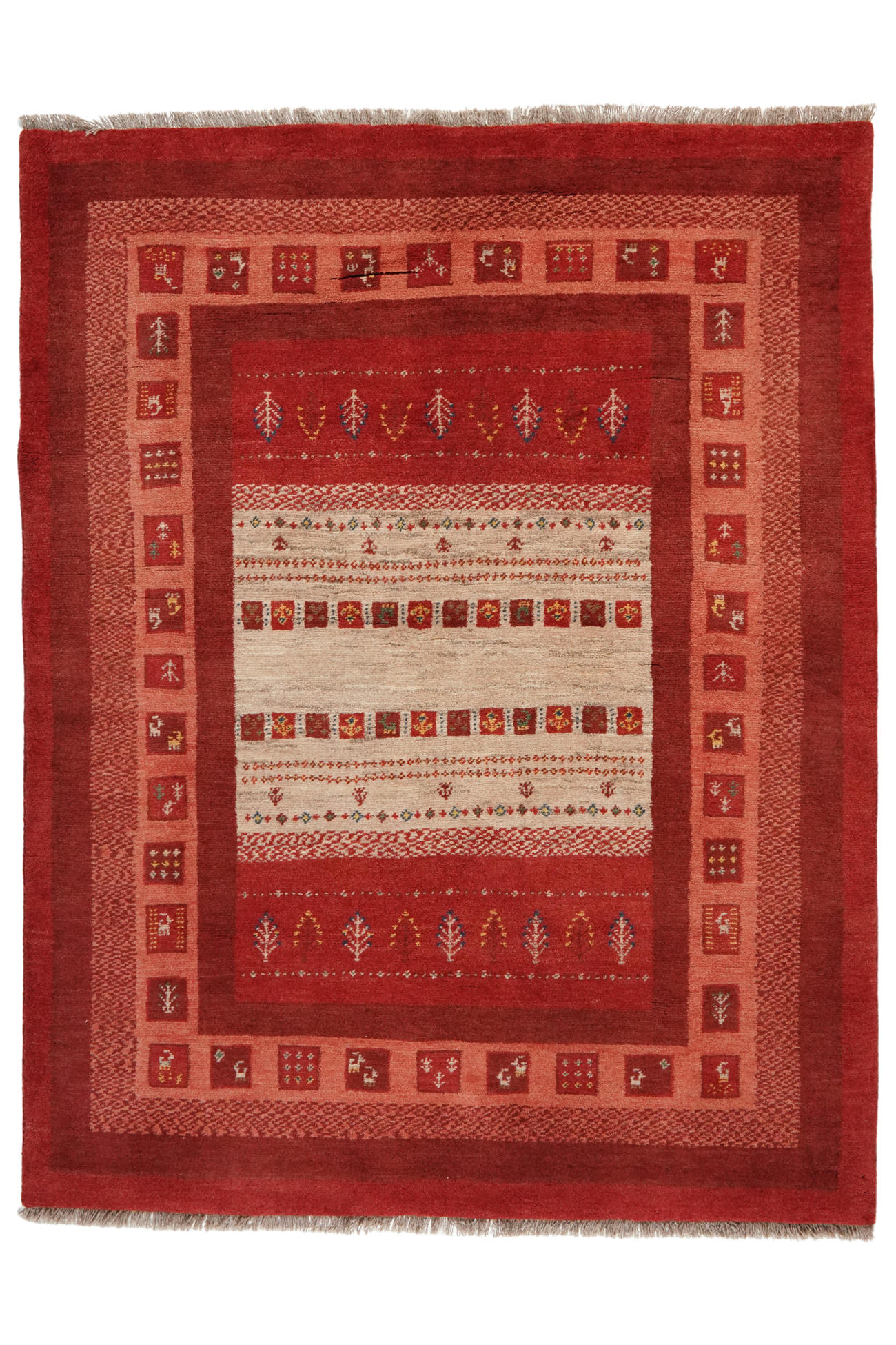 TEPPICH Gabbeh Sonnat Mehrfarbig 205/158 cm Schurwolle - Multicolor, Textil (158/205cm) - Looma