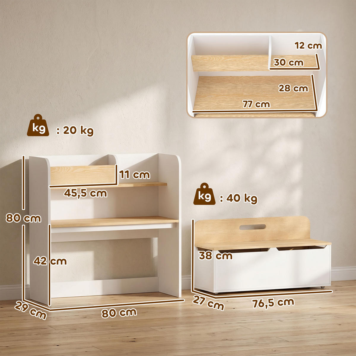 KINDERTISCHGRUPPE Weiß 80.0/29.0/80.0cm - Weiß, Holzwerkstoff (29/80/80cm)