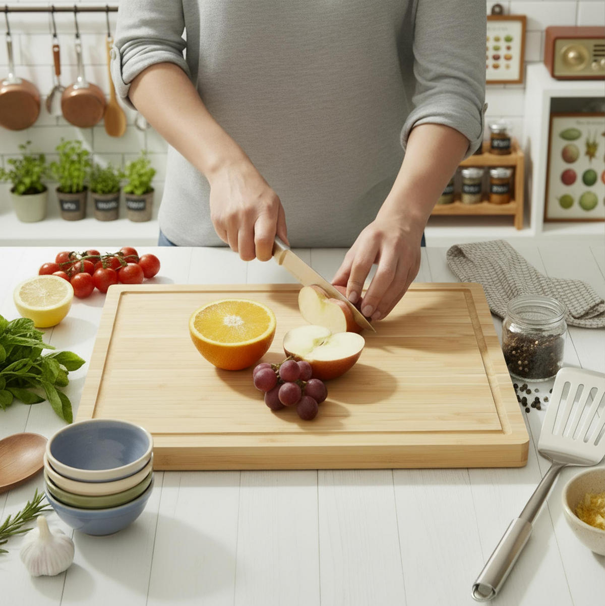 SCHNEIDEBRETT eckig 45/30/2 cm Holz Natura - Eukalyptusholzfarben, Holz (45/30cm) - CLP