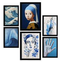 POSTER Set Mit 6 Friedliche Gelassenheit In Vielseitiger A3 & A4 Schwarzer Rahmen - Schwarz, Papier (29/3cm) - Nacnic