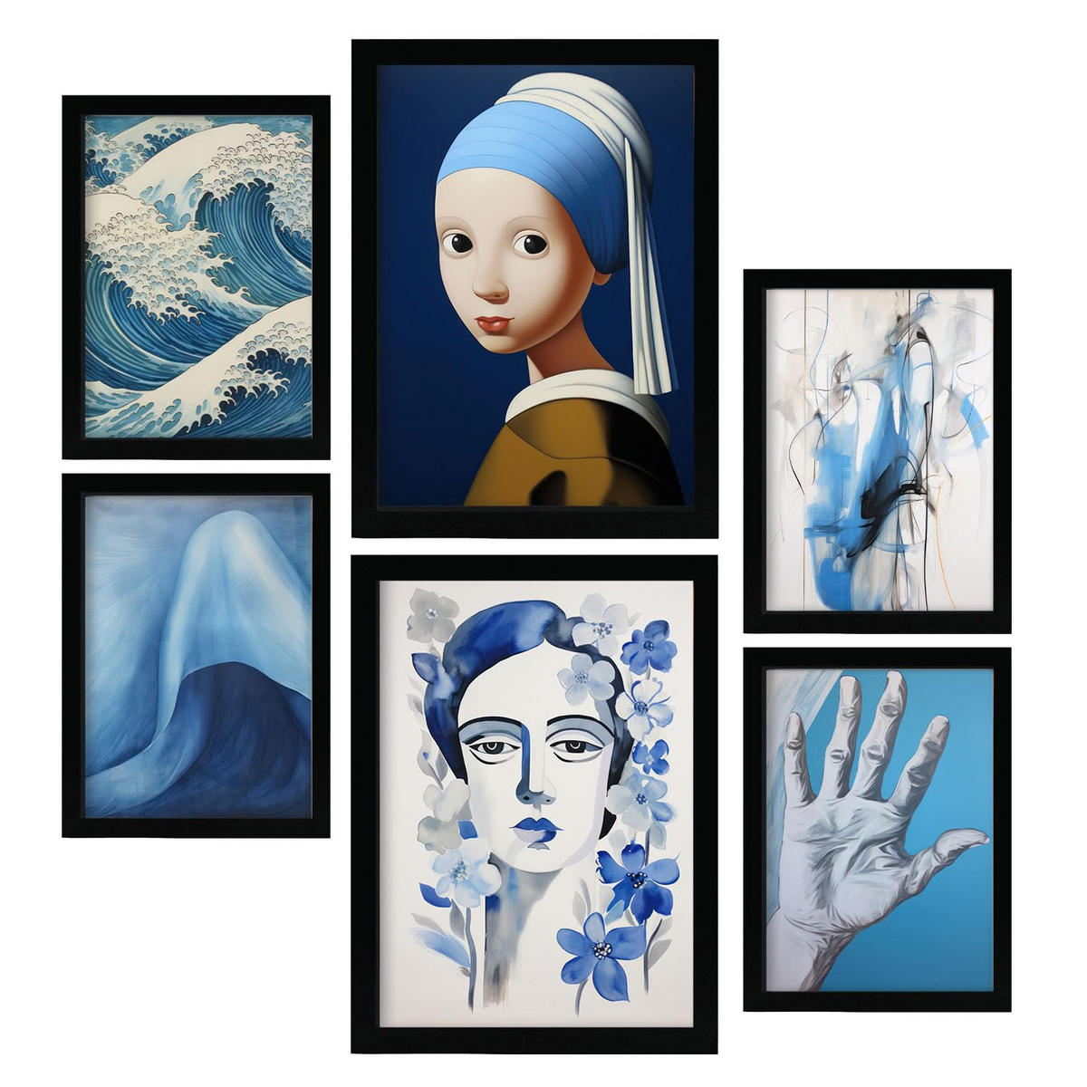 POSTER Set Mit 6 Friedliche Gelassenheit In Vielseitiger A3 & A4 Schwarzer Rahmen - Schwarz, Papier (29/3cm) - Nacnic