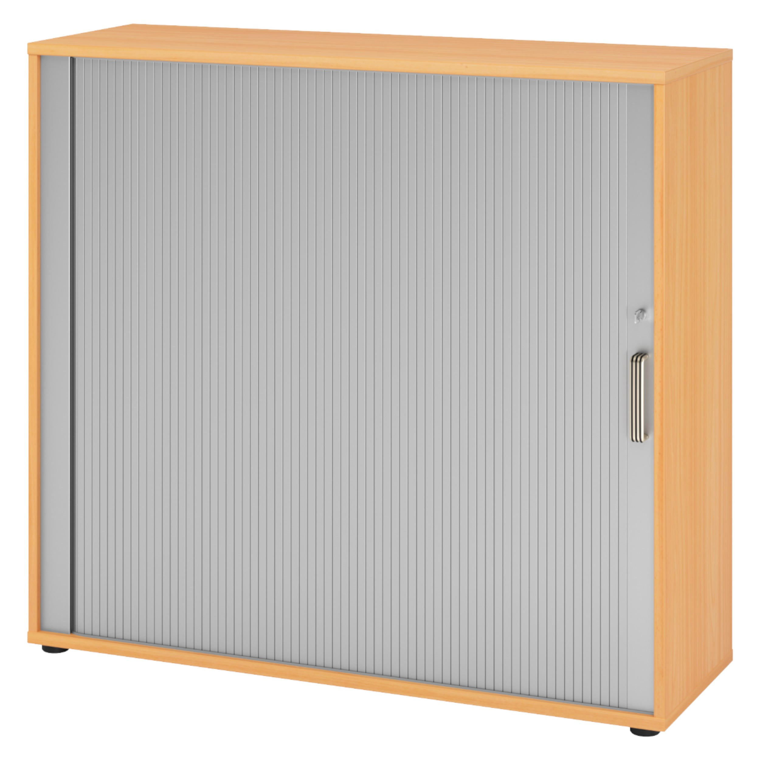 bümö Rollladenschrank Buche, Silber 120x110x40 cm