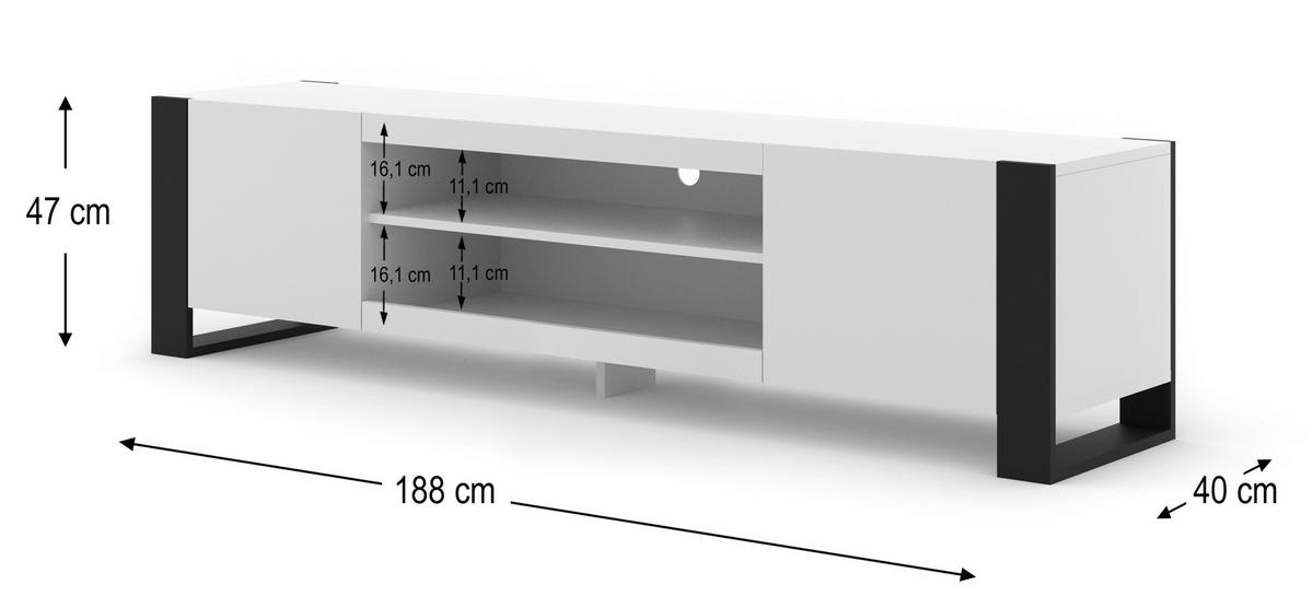 TV LOWBOARD Artisan, Schwarz 188/47/40 - Schwarz, Holzwerkstoff (188/47/40cm) - RAUMHIRSCH FURNITURE