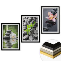 WANDBILDER 3er-Set - 40x60 cm Schwarzer Rahmen - Eine ruhige Zen-Komposition aus Blumen und Wasser - Schwarz, Kunststoff (40/60cm) - ArtPrintCave