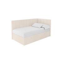 EINZELBETT Jugendbett mit Bettkasten Links, mit Matratze - LOVY 90x200 Beige - Sandfarben, Holzwerkstoff/Textil (90/200cm) - ALTDECOR
