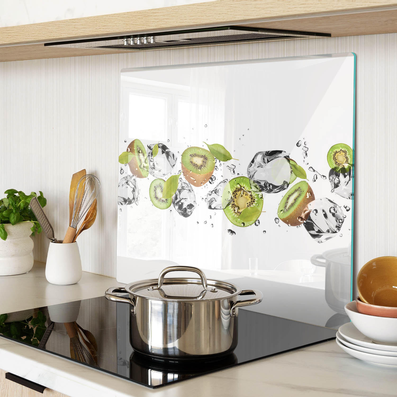 GLASPLATTE 60x52 cm Kiwi und Wasser - Grün, Glas (60/0.4/52cm) - TULUP
