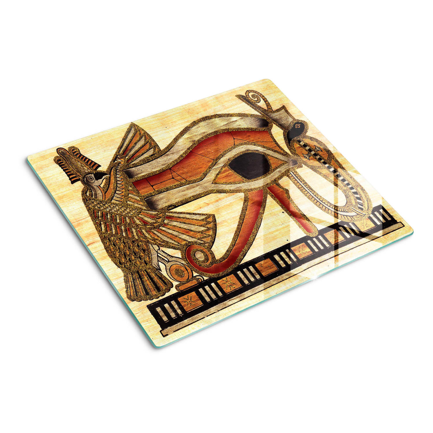 GLASPLATTE 60x52 cm Ägyptisches Auge - Beige, Glas (60/0.4/52cm) - TULUP