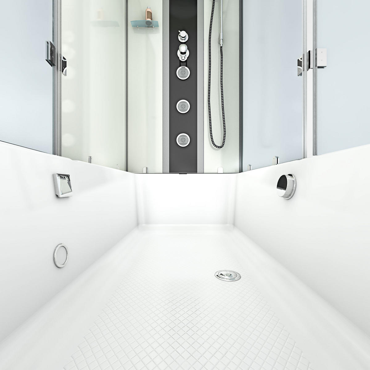 DUSCHE Wanne Kombination K05-L00-EC 180x90 - Weiß, Glas/Kunststoff (90/225/180cm) - AcquaVapore by Sandra Jentho