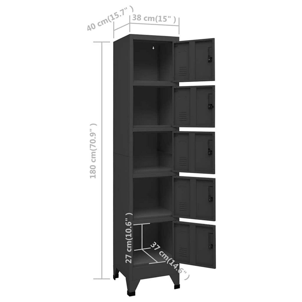 SCHLIESSFACHSCHRANK Anthrazit 38/40/180 Cm Stahl - Anthrazit, Metall (40/180/38cm) - vidaXL