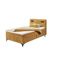 BOXBETT 120x200 inkl. Topper, Bettkasten und LED-Beleuchtung - Gelb/Schwarz, Holz/Kunststoff (120/200cm) - ed exciting design