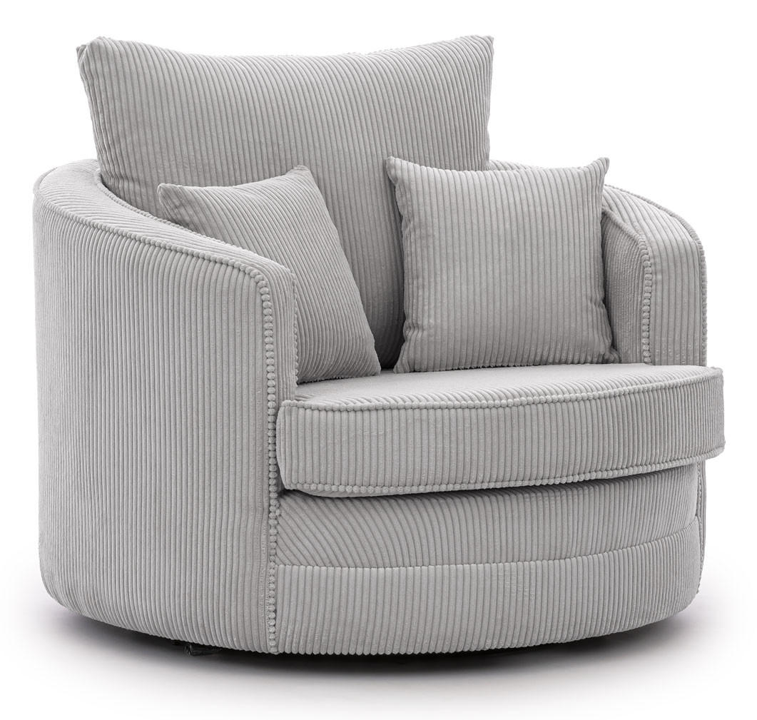 DREHSESSEL Ted aus Hellgrau Cord-Stoff - Hellgrau/Schwarz, Holz/Textil (107/94/100cm) - S-Style Möbel