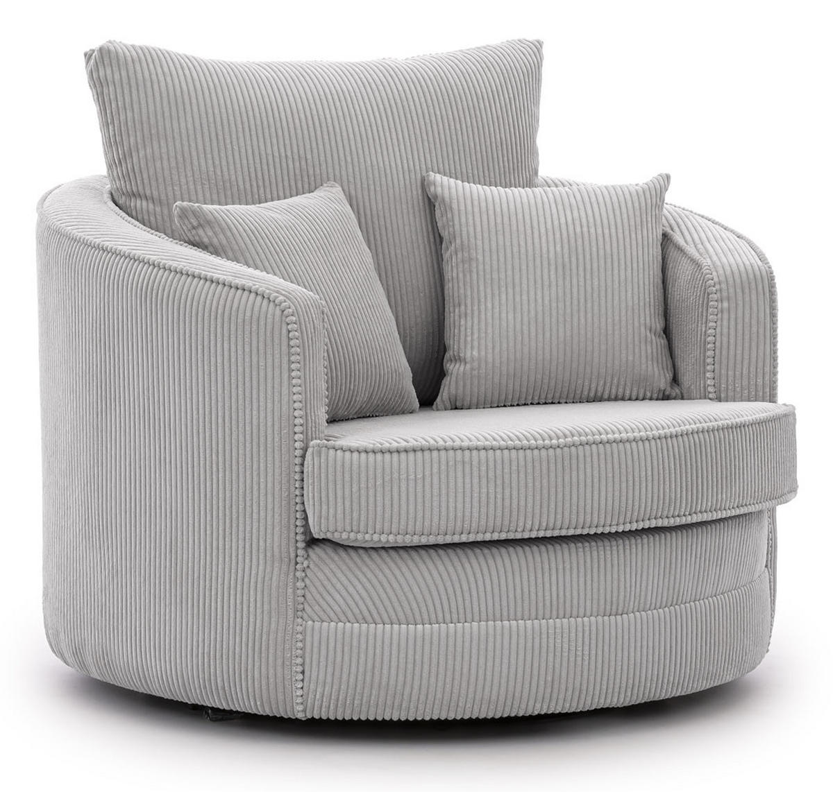 DREHSESSEL Ted aus Hellgrau Cord-Stoff - Hellgrau/Schwarz, Holz/Textil (107/94/100cm) - S-Style Möbel