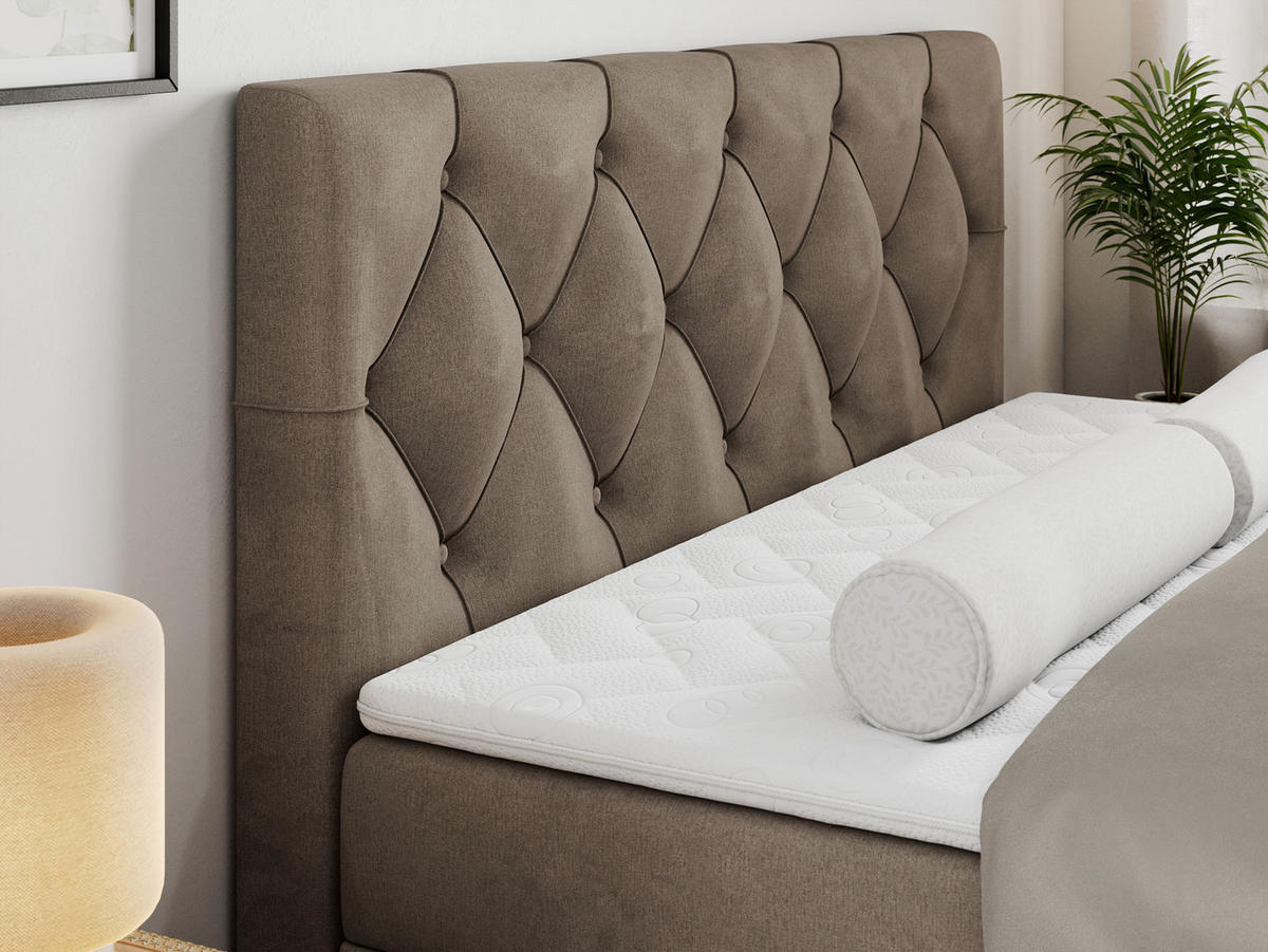 BOXBETT ALDA 120/200 Braun Velvet - H3 - Braun, Holz/Textil (120/200cm) - MKS
