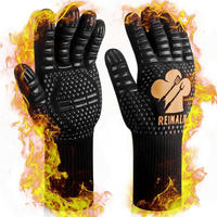 GRILLHANDSCHUHE Hitzebeständig bis 800°C Gold - Schwarz, Textil (15/3/32cm)