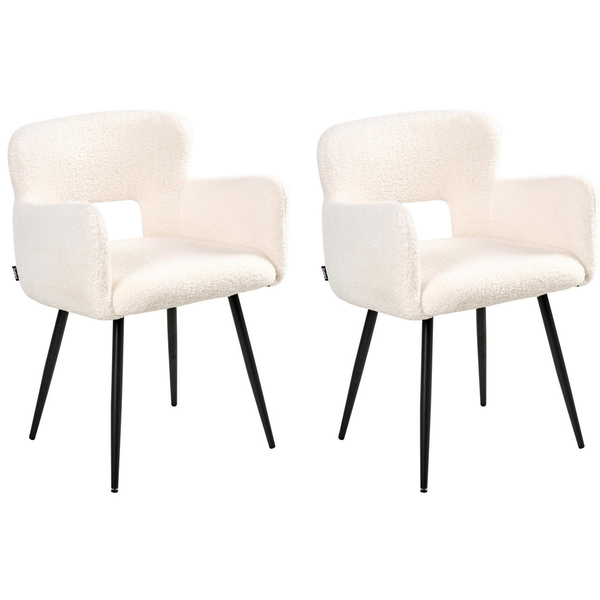 JÍDELNÍ ŽIDLE sada 2 ks Sametová látka Bílá Sanilac - krémová, kov/textil (54/76/50cm) - Beliani