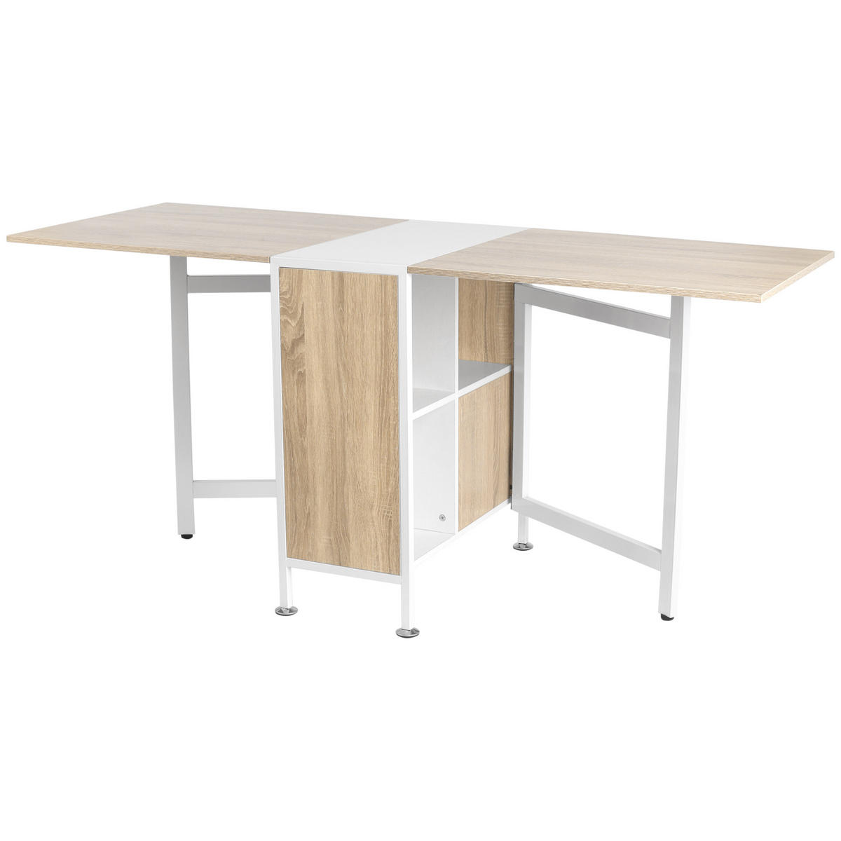 KLAPPTISCH Esstisch Beistelltisch Eiche Metallrahmen Küche Wohnzimmer Natur+Weiß - Naturfarben, Kunststoff (60/75/169cm) - HOMCOM