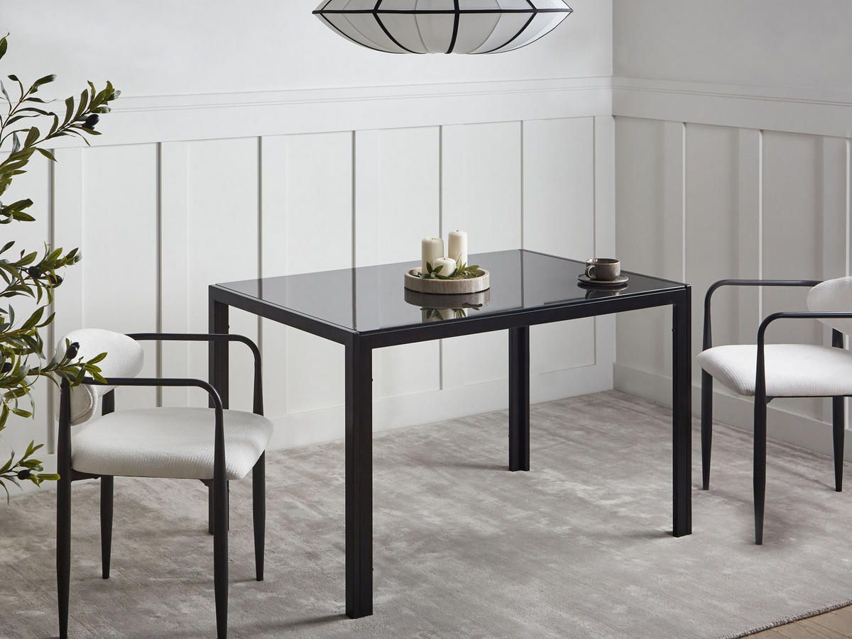 JÍDELNÍ STŮL Černý 120/80 cm Bezpečnostní sklo Lavos - černá, sklo (120/80/75cm) - Beliani