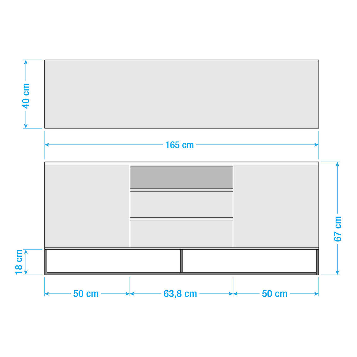 TV-LOWBOARD - Schwarz/Weiß, Holzwerkstoff (165/67/40cm) - home24