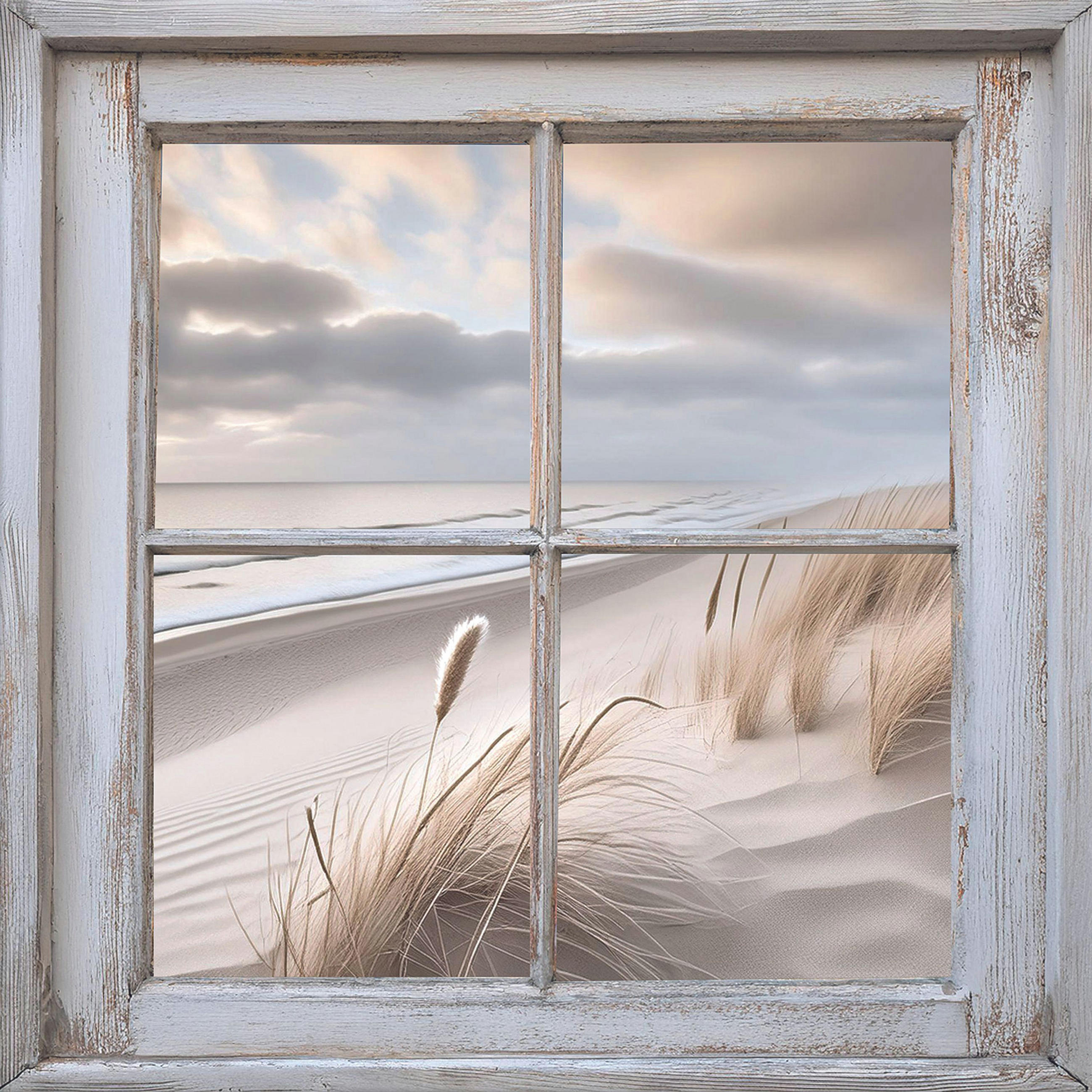 GLASBILD 50x50 cm Fenster Strand - Beige, Glas (50/50cm) - artissimo