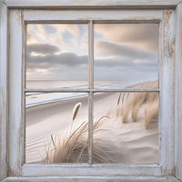 GLASBILD 50x50 cm Fenster Strand - Beige, Glas (50/50cm) - artissimo